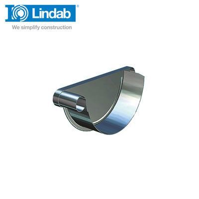 Product image for Lindab 190mm Half Round Steel Right Handed Stop End - Dark Grey