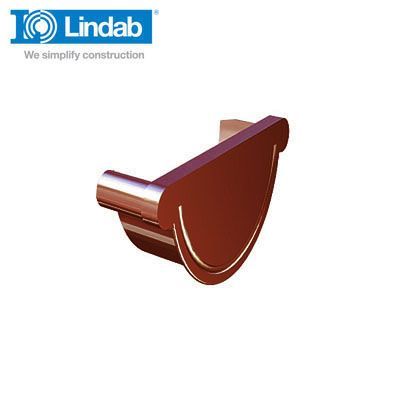 Product image for Lindab 190mm Half Round Steel Right Handed Stop End - Dark Red