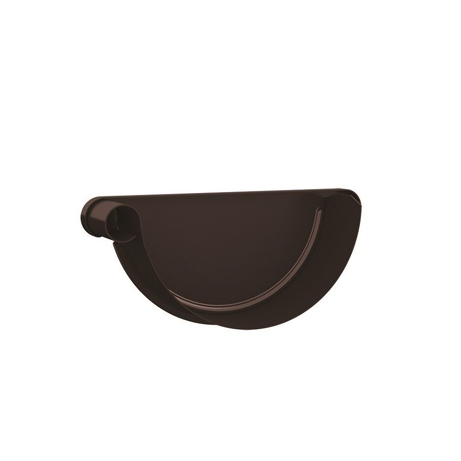 Product image for Lindab 190mm Half Round Steel Left Handed Stop End - Coffee Brown