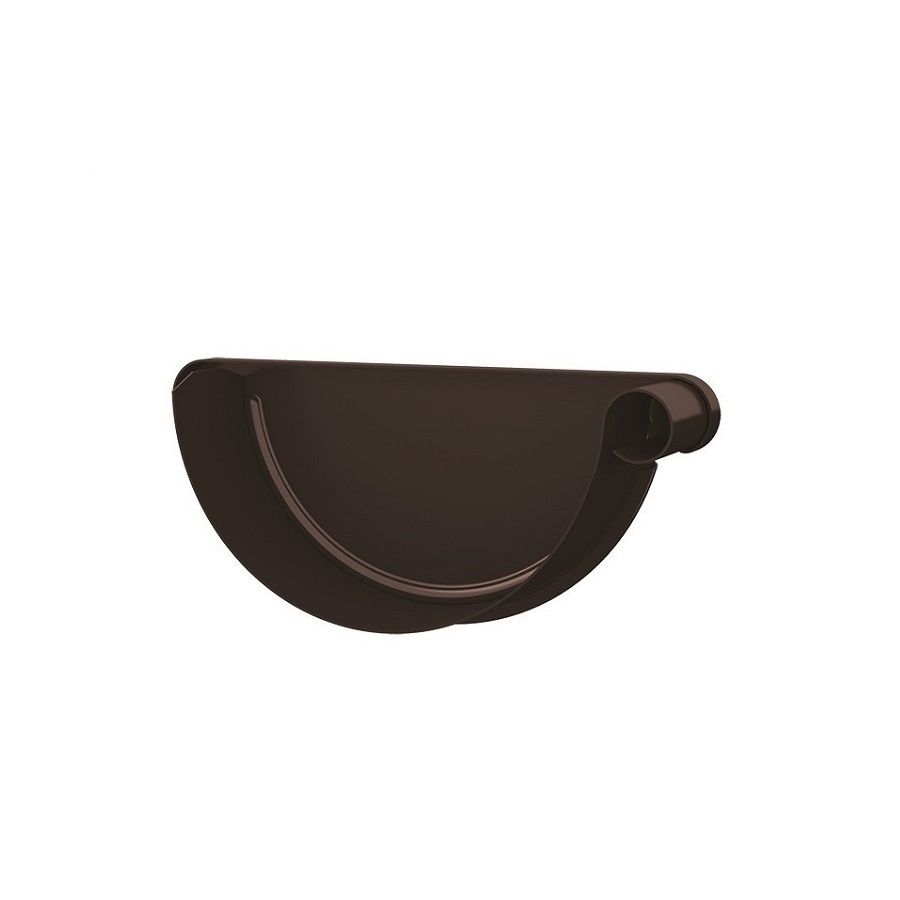 Product image for Lindab 190mm Half Round Steel Right Handed Stop End - Coffee Brown