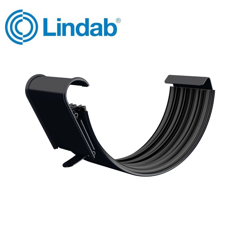 Image of Lindab 100mm Half Round Gutter Joint - Black