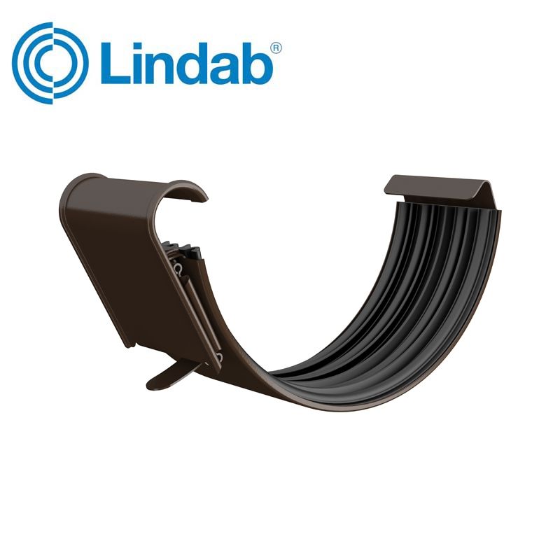 Image of Lindab 100mm Half Round Gutter Joint - Brown