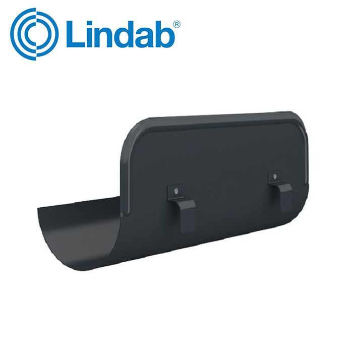Product image for Lindab 125mm Half Round Steel Straight Overflow Protector - Anthracite Grey