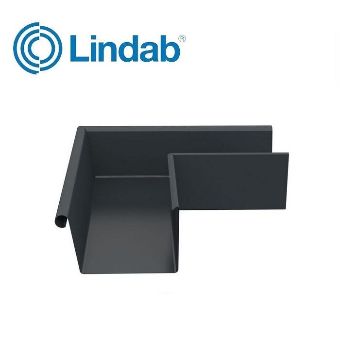 Product image for Lindab 140mm Rectangular 90dg External Gutter Corner - Anthracite Grey