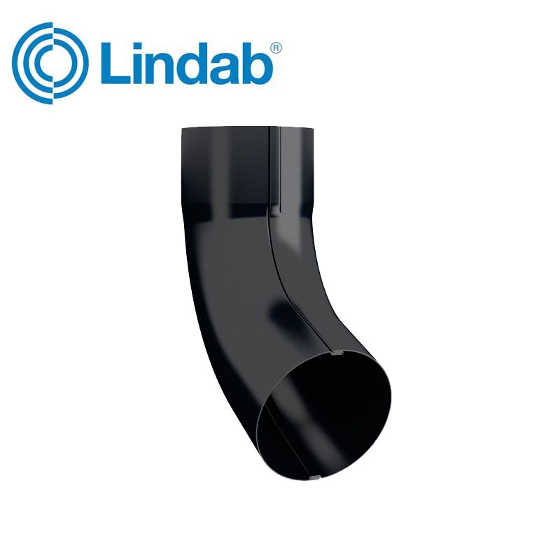 Image of Lindab 120mm Round Steel 70dg Gutter Pipe Bend - Black