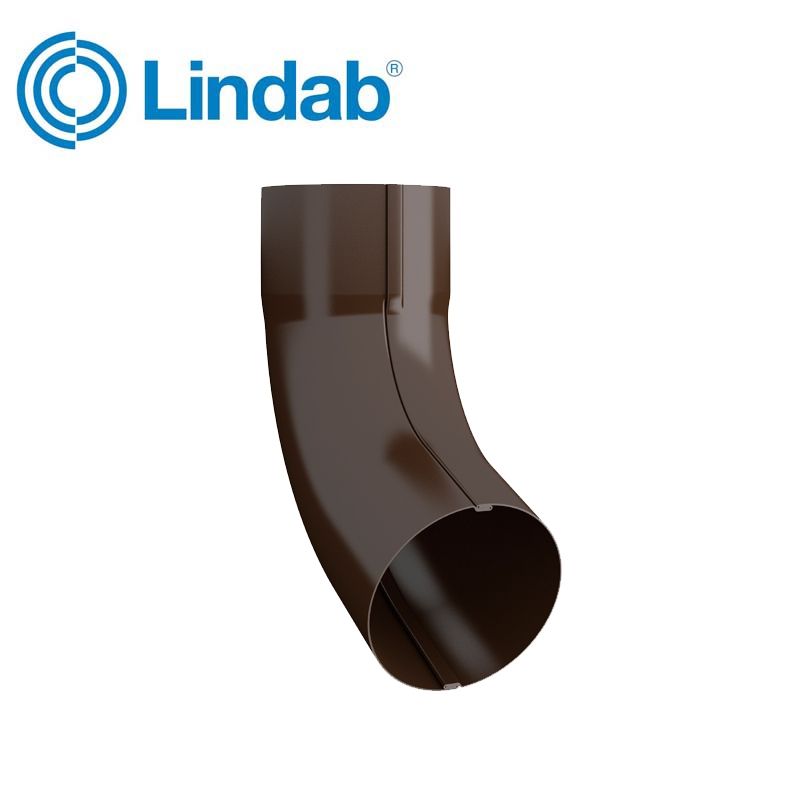 Image of Lindab 120mm Round Steel 70dg Gutter Pipe Bend - Brown