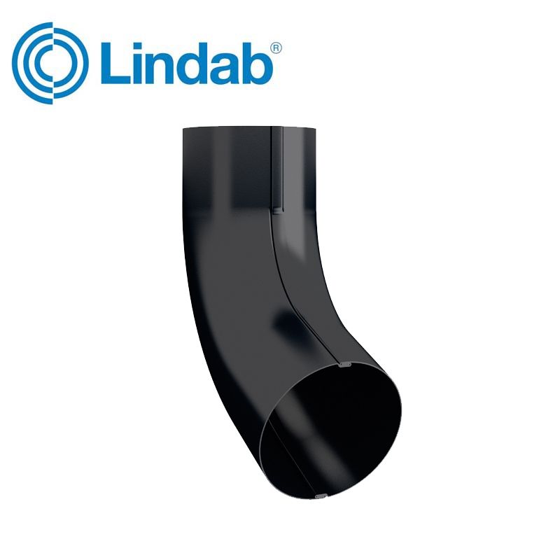 Product image for Lindab 100mm Round Steel 85dg Gutter Pipe Bend - Black