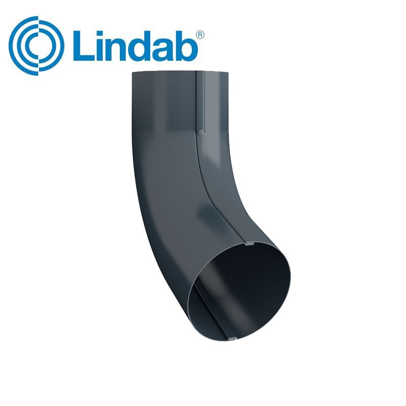 Product image for Lindab 100mm Round Steel 85dg Guttering Pipe Bend - Dark Grey