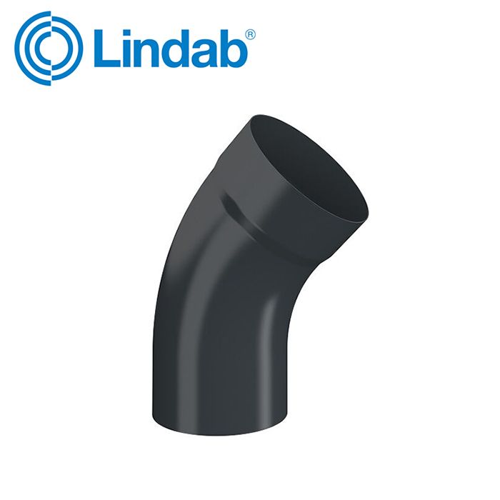 Product image for Lindab 87mm 45dg Pipe Bend with Socket - Anthracite Grey
