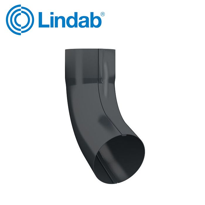 Product image for Lindab 87mm 70dg Pipe Bend with Socket - Anthracite Grey