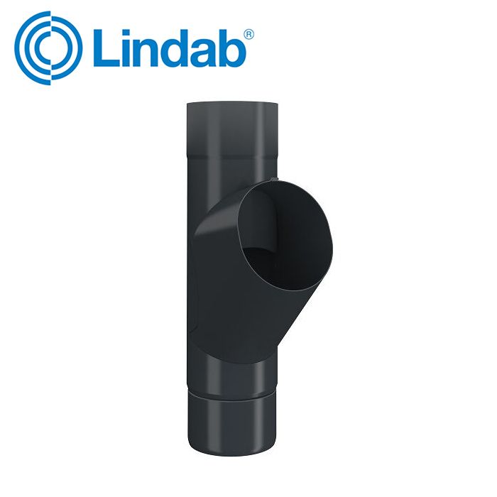 Product image for Lindab 87mm Steel Pipe Branch - Anthracite Grey