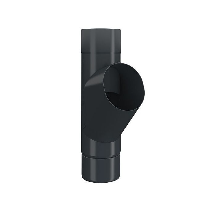 Image of Lindab 87mm Steel Pipe Branch - Anthracite Grey