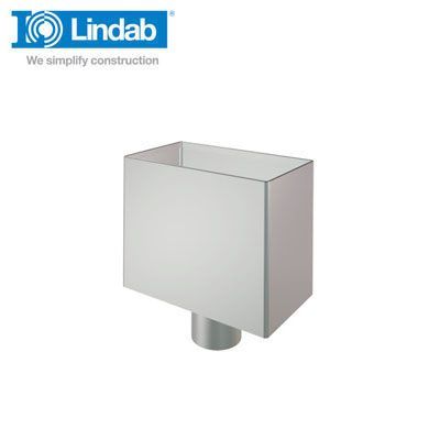 Product image for Lindab 120mm Rectangular Steel Small Water Hopper - Silver Metallic