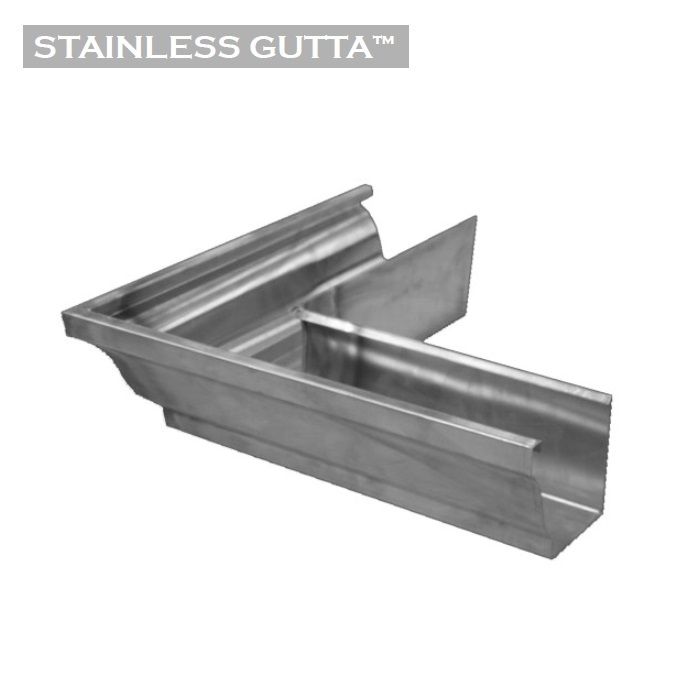 Product image for Metal Gutta Stainless Steel 152mm Ogee Gutter External Corner - 135dg
