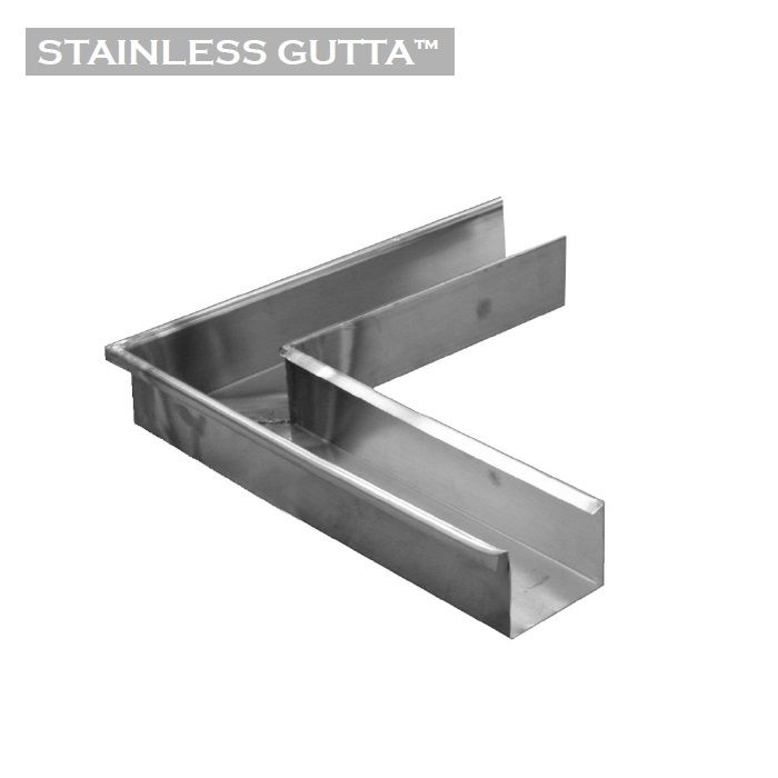 Image of Metal Gutta Stainless Steel 120mm Box Gutter External Corner - 90dg