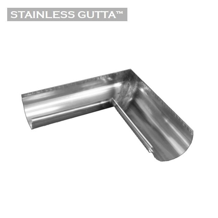 Image of Metal Gutta Stainless Steel 125mm Half Round Gutter Internal Corner - 90dg