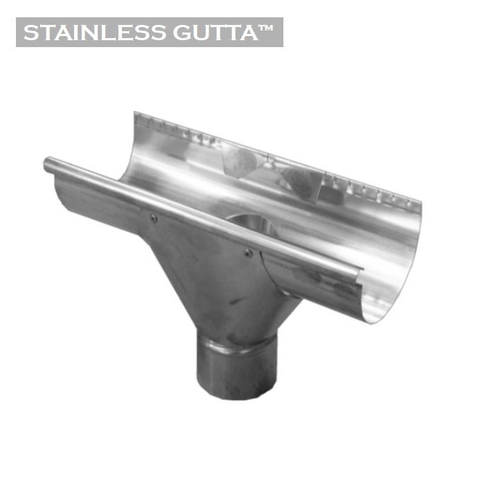 Image of Metal Gutta Stainless Steel 125mm Half Round Gutter Running Outlet - 80mm