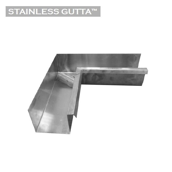 Product image for Metal Gutta Stainless Steel 90mm Box Gutter Internal Corner - 135dg