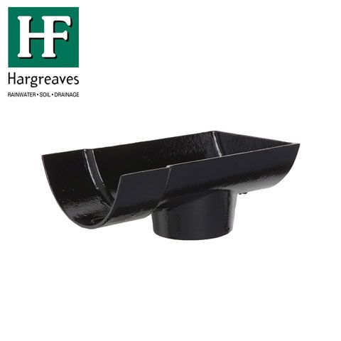 Product image for Cast Iron Half Round Guttering Dropend External 115x65mm Outlet Black
