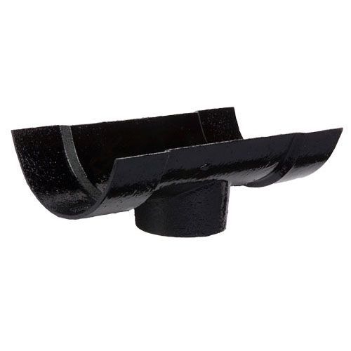 Product image for Cast Iron Half Round Guttering Running 100x65mm Outlet - Black Finish