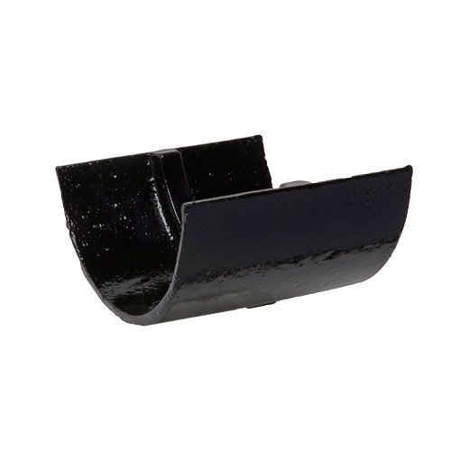 Image of Cast Iron Half Round Guttering Union Joint - 100mm Black Finish