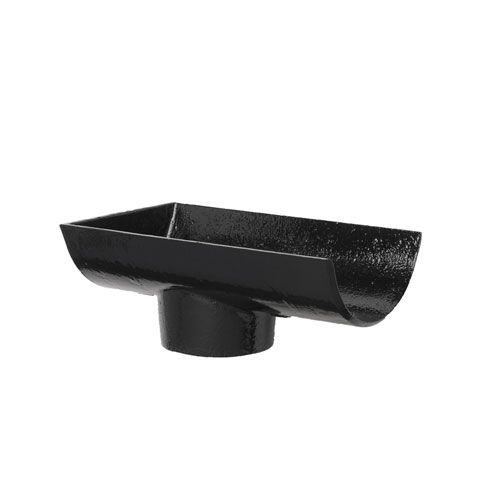 Product image for Cast Iron Half Round Guttering Dropend Internal 100x65mm Outlet Black