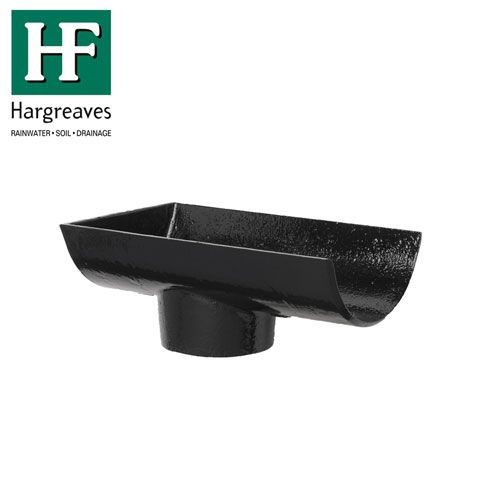 Product image for Cast Iron Half Round Guttering Dropend Internal 125x65mm Outlet Black