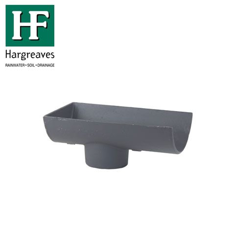 Product image for Cast Iron Half Round Guttering Dropend Internal 115x75mm Outlet Primed