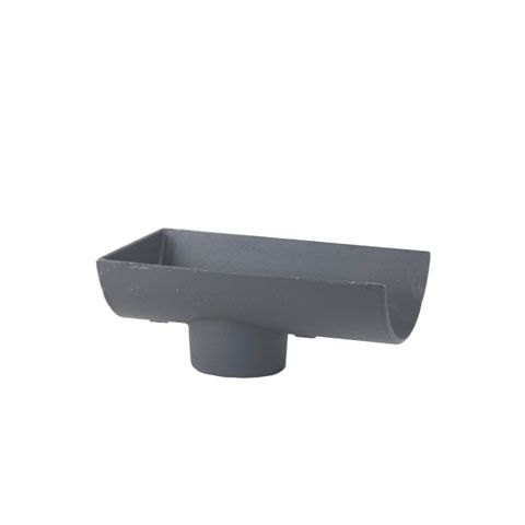 Product image for Cast Iron Half Round Guttering Dropend Internal 125x75mm Outlet Primed