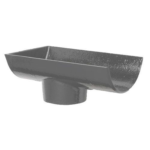 Product image for Cast Iron Half Round Guttering Dropend Internal 150x75mm Outlet Primed