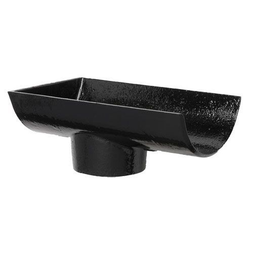 Product image for Cast Iron Half Round Guttering Dropend Internal 115x75mm Outlet Black