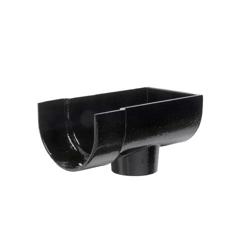Product image for Cast Iron Deep Style Guttering Dropend External 125x75mm Outlet Black