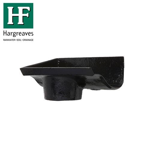 Product image for Cast Iron OG Guttering Dropend Internal 115x75mm Outlet - Black Finish