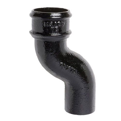 Product image for Cast Iron Round Downpipe 75mm Offset Bend 65mm - Black Finish