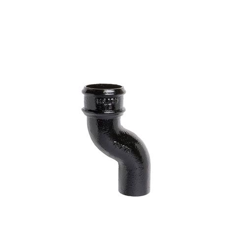 Product image for Cast Iron Round Downpipe 75mm Offset Bend 65mm - Black Finish