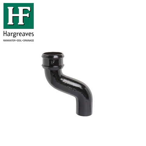 Product image for Cast Iron Round Downpipe 150mm Offset Bend 75mm - Black Finish