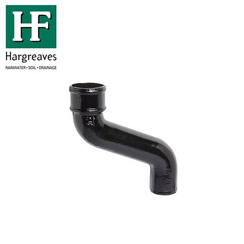 Product image for Cast Iron Round Downpipe 230mm Offset Bend 150mm - Black Finish