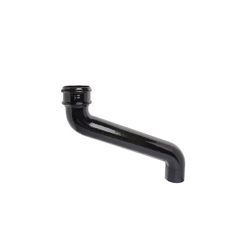 Product image for Cast Iron Round Downpipe 380mm Offset Bend 65mm - Black Finish