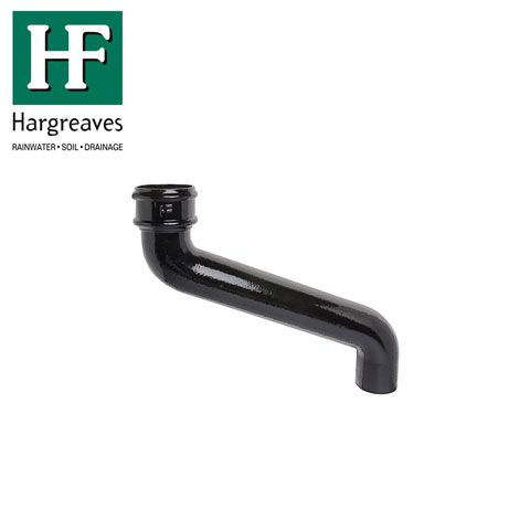 Product image for Cast Iron Round Downpipe 380mm Offset Bend 100mm - Black Finish