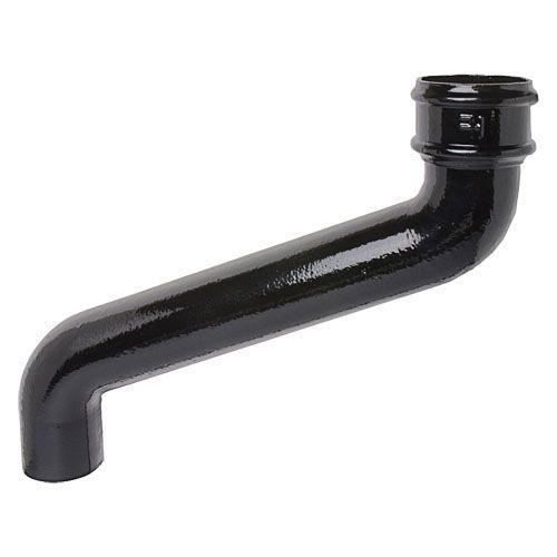 Product image for Cast Iron Round Downpipe 380mm Offset Bend 150mm - Black Finish