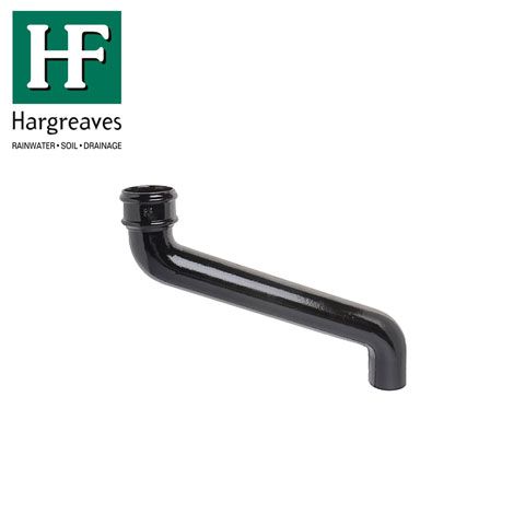 Product image for Cast Iron Round Downpipe 457mm Offset Bend 75mm - Black Finish