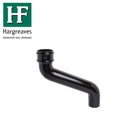 Product image for Cast Iron Round Downpipe 305mm Offset Bend 100mm - Black Finish