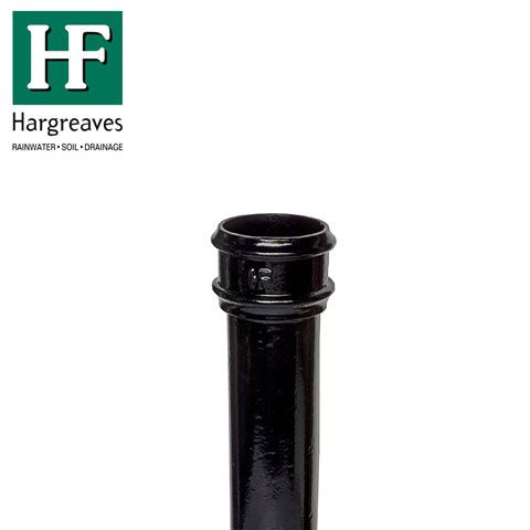 Product image for Cast Iron Round Downpipe 100mm x 0.6m Length - Black Finish