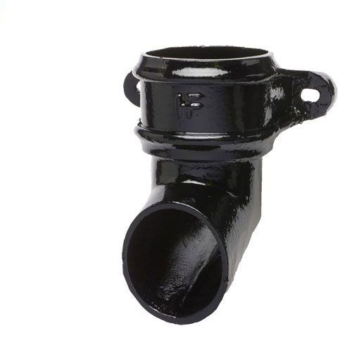 Product image for Cast Iron Round Downpipe Eared Shoe 65mm - Black Finish