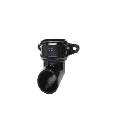 Product image for Cast Iron Round Downpipe Eared Shoe 75mm - Black Finish