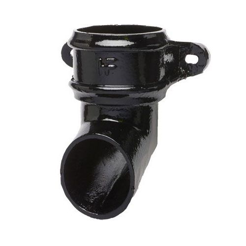 Product image for Cast Iron Round Downpipe Eared Shoe 100mm - Black Finish