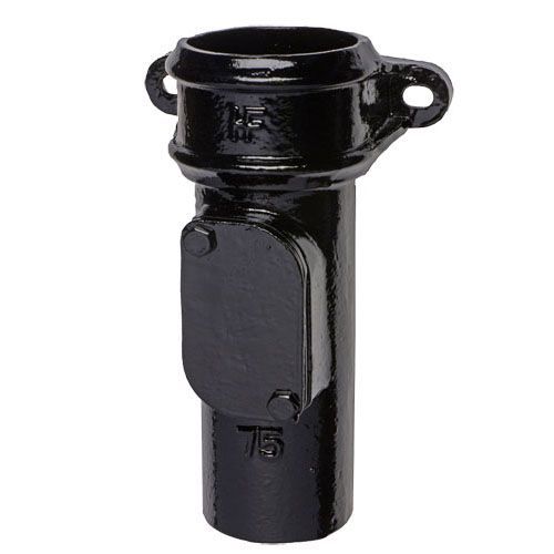 Product image for Cast Iron Round Downpipe Eared Access Point 100mm - Black Finish