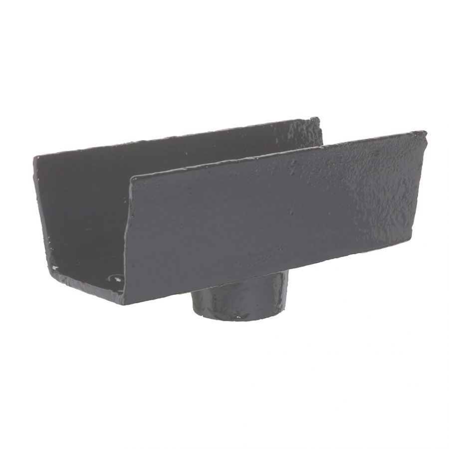 Image of Cast Iron Box Guttering 65mm Outlet 100mm x 75mm - Black Finish
