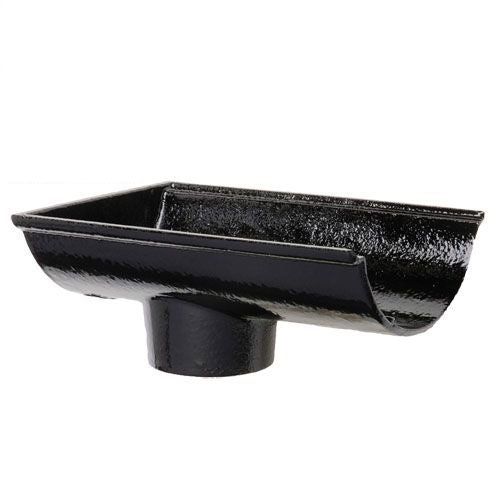 Image of Cast Iron Beaded Guttering Dropend Internal 100 x 65mm Outlet Primed