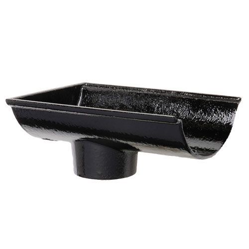 Image of Cast Iron Beaded Guttering Dropend Internal 100 x 75mm Outlet Black